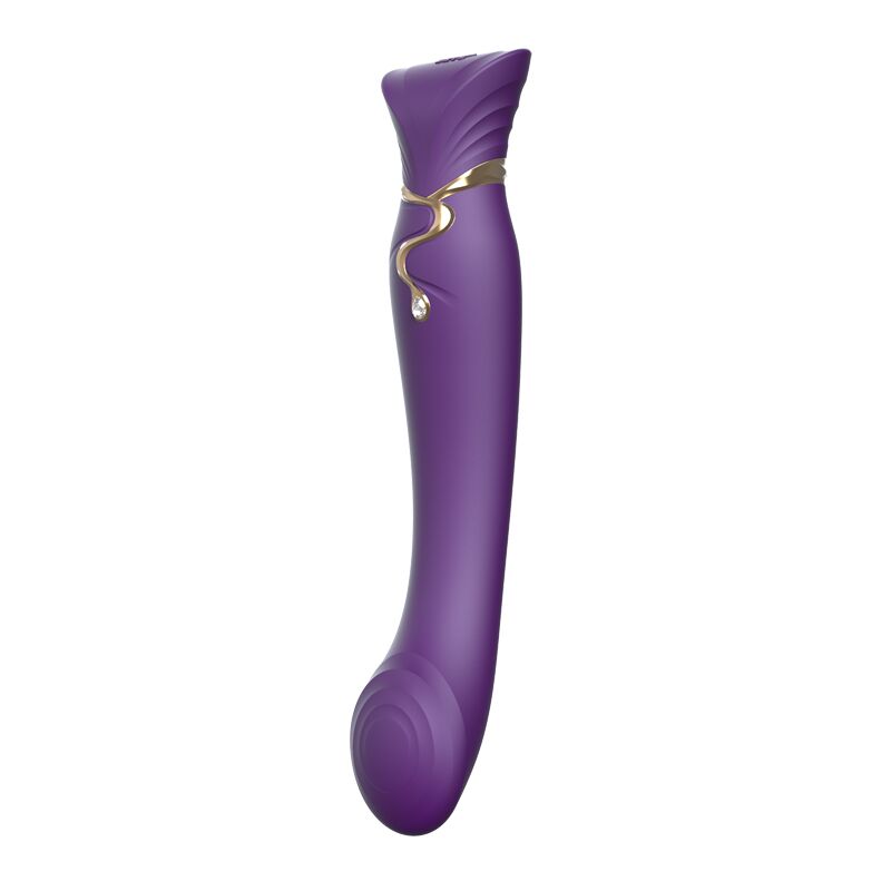 Смарт-вібратор 3в1 Zalo - Queen Twilight Purple, пульсуюча перлина та вакуум, кристал Swarovski
