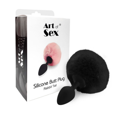 Анальна пробка Art of Sex, Silicone Butt plug Rabbit Tail М, чорна