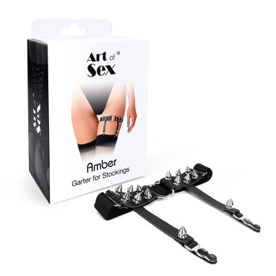 Гартер на ногу серце із шипами з натуральної шкіри Art of Sex - Amber (1шт.)