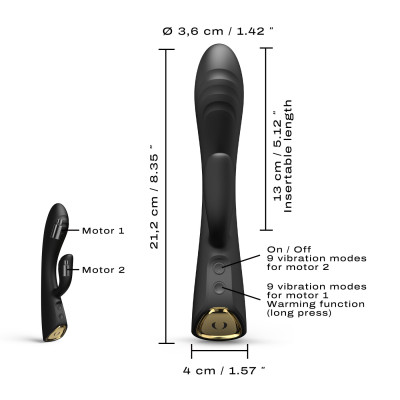 Вібратор-кролик з підігрівом Dorcel FLEXI RABBIT Black, гнучкий стовбур
