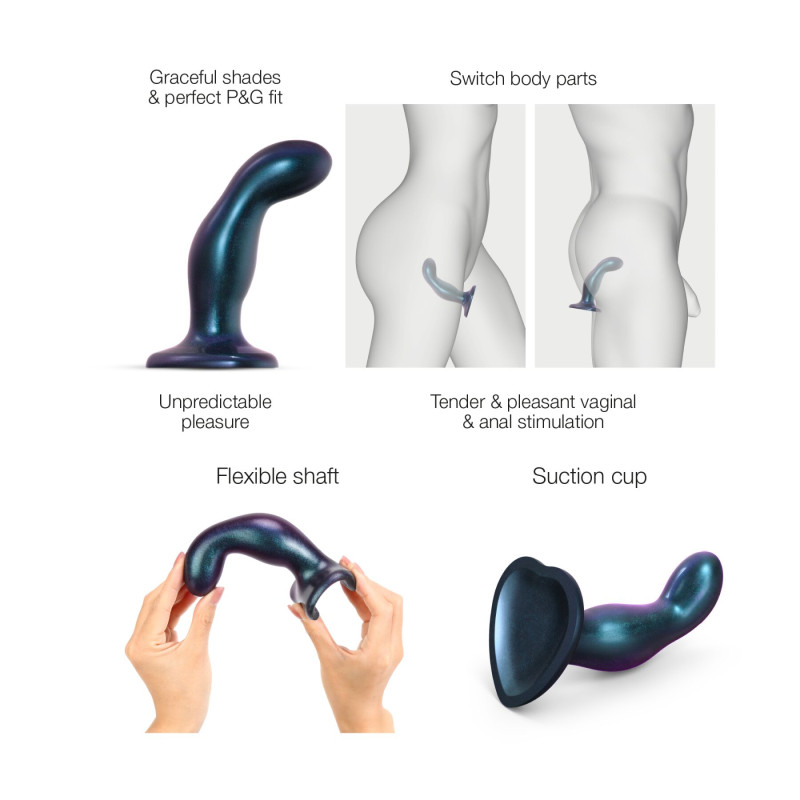 Ділдо Strap-On-Me DILDO PLUG SNAKY METALLIC BLUE - M