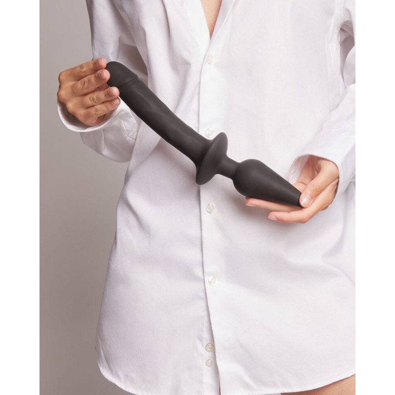 Анальна пробка з дилдо Strap-On-Me SWITCH PLUG-IN REALISTIC DILDO BLACK - L (м'ята упаковка)