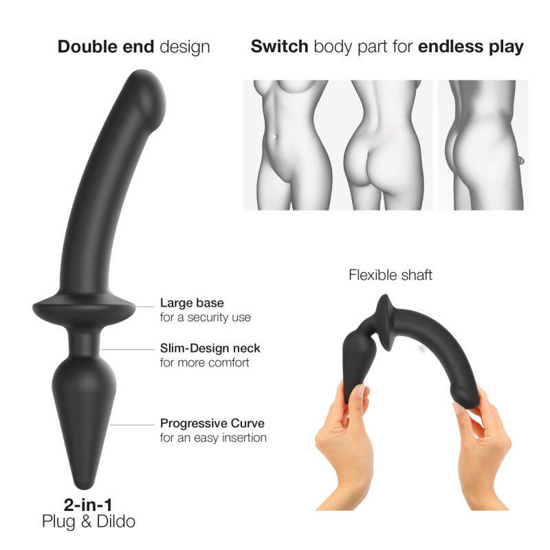 Анальна пробка з дилдо Strap-On-Me SWITCH PLUG-IN SEMI-REALISTIC DILDO BLACK - XXL