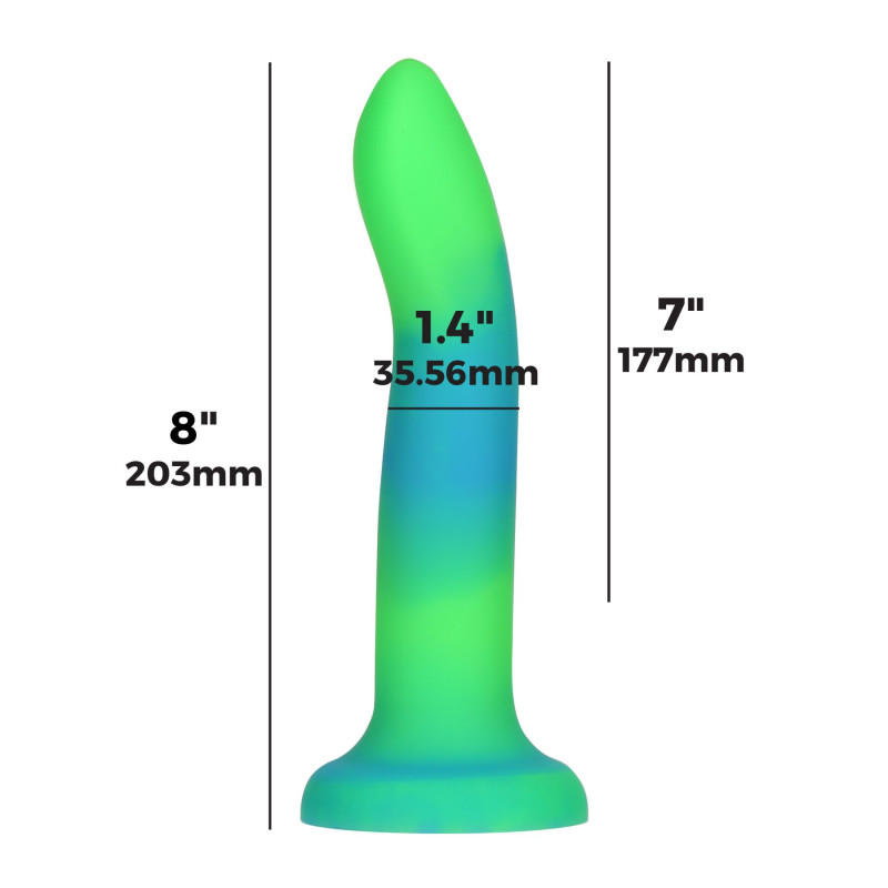 Фалоімітатор, що світиться в темряві ADDICTION - Rave - 8" Glow in the Dark Dildo - Blue Green