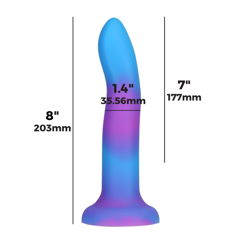 Фалоімітатор, що світиться в темряві ADDICTION - Rave - 8" Glow in the Dark Dildo - Blue Purple