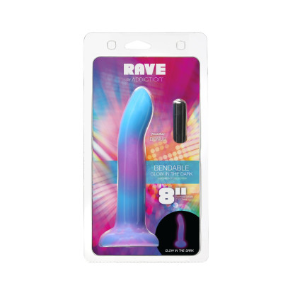 Фалоімітатор, що світиться в темряві ADDICTION - Rave - 8" Glow in the Dark Dildo - Blue Purple
