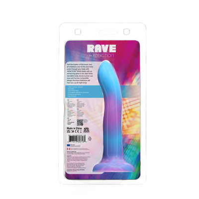 Фалоімітатор, що світиться в темряві ADDICTION - Rave - 8" Glow in the Dark Dildo - Blue Purple