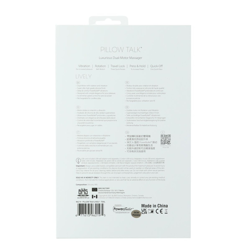 Розкішний вібратор Pillow Talk Lively Teal із кристалом Сваровськи для точки G, подарункова упаковка
