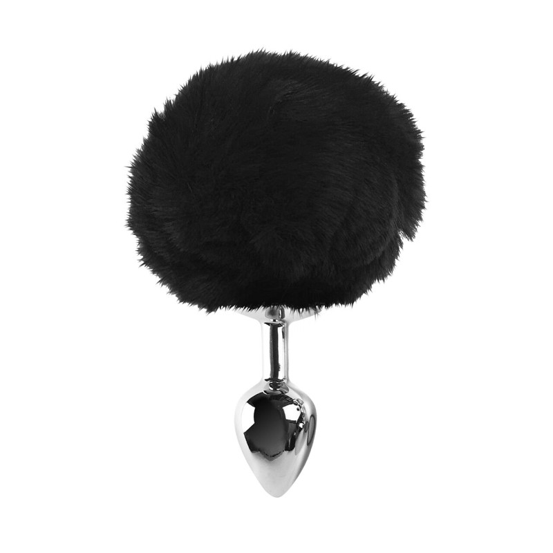 Металева анальна пробка Art of Sex - Metal Butt plug Rabbit Tail М, Чорний