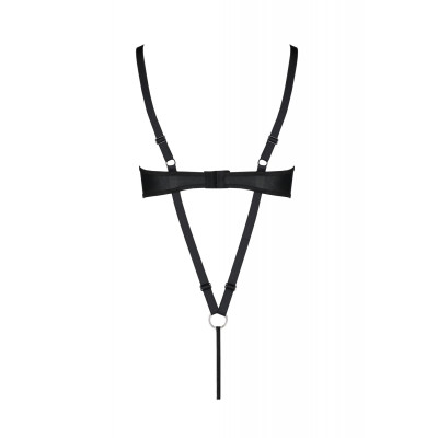 Боді з екошкіри CELINE BODY Black 6XL/7XL - Passion: з доступом, відкритий