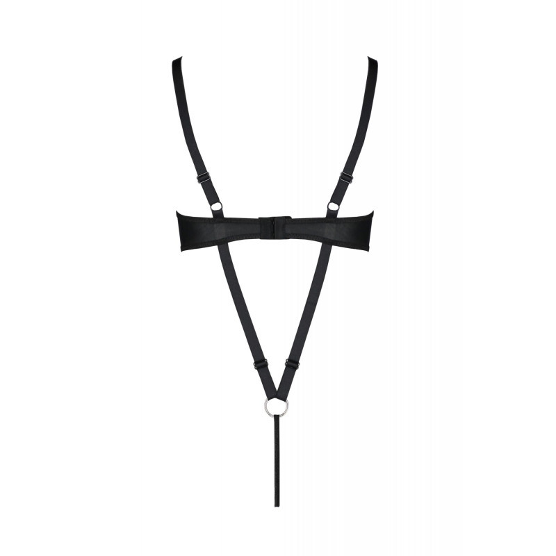 Боді з екошкіри CELINE BODY black 6XL/7XL — Passion: з доступом, відкритий