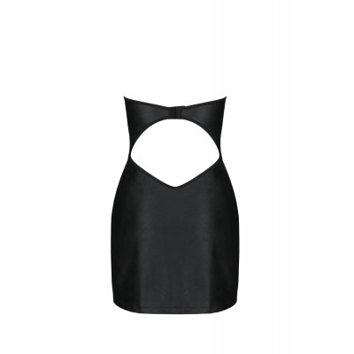 Міні-сукня з екошкіри CELINE CHEMISE Black 6XL/7XL - Passion: шнурівка, трусики в комплекті
