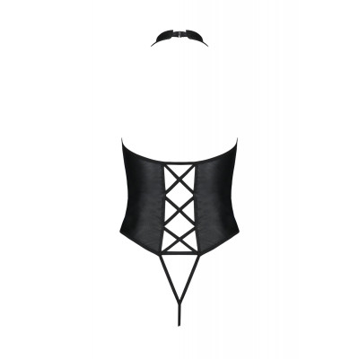 Боді з еко-шкіри з імітацією шнурівки та відкритим доступом Nancy Body black 4XL/5XL - Passion
