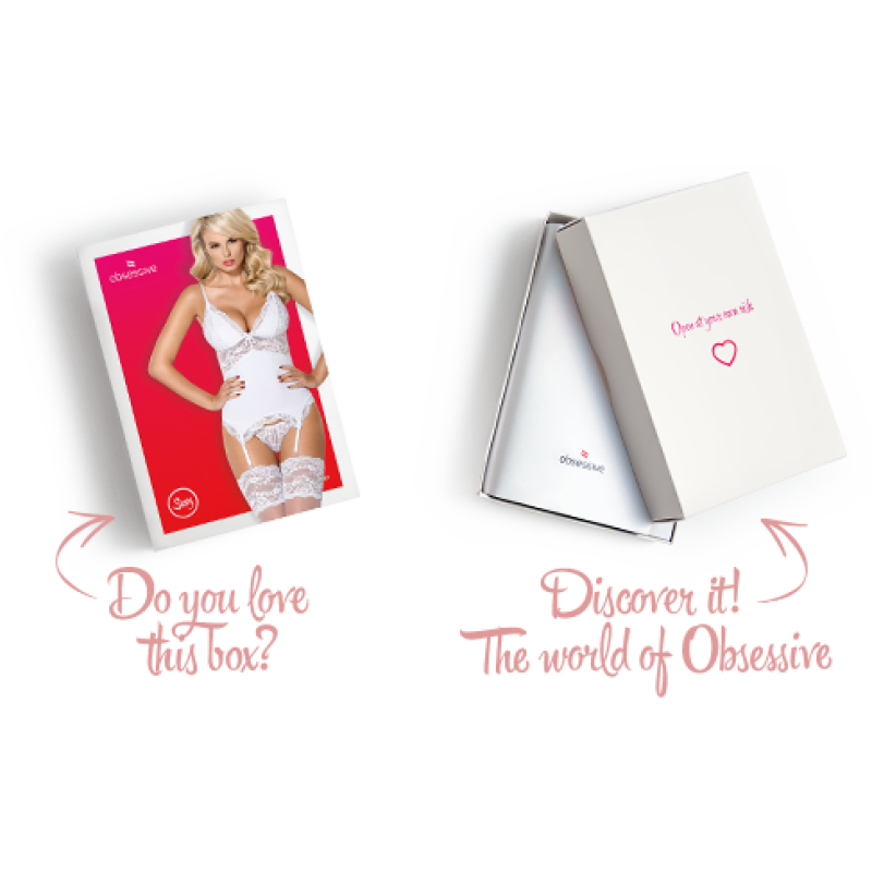 Еротичний корсет Obsessive 810-COR-2 corset & thong white S/M