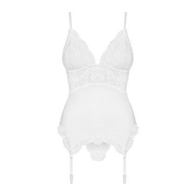 Еротичний корсет Obsessive 810-COR-2 corset & thong white L/XL