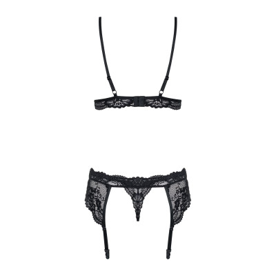 Комплект еротичної жіночої білизни Obsessive 810-SEG-1 3 pcs set black L/XL