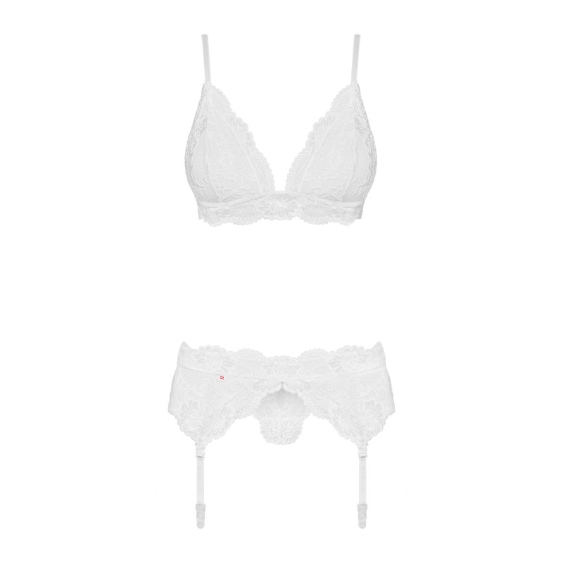 Комплект еротичної жіночої білизни Obsessive 810-SEG-2 3 шт set white S/M
