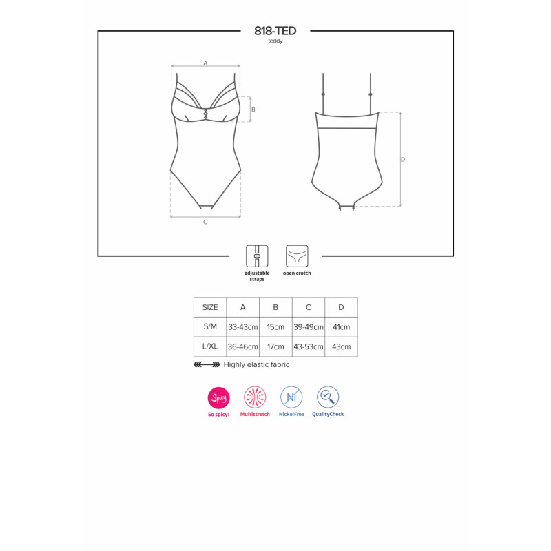 Еротичні боді Obsessive 818-TED-1 teddy S/M