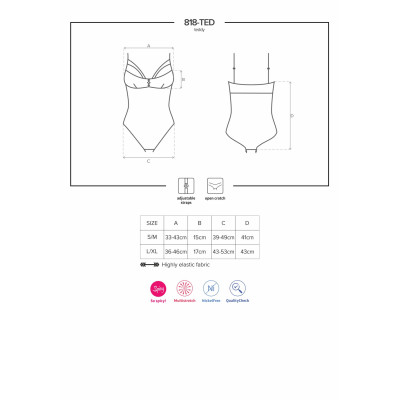 Еротичні боді Obsessive 818-TED-1 teddy L/XL