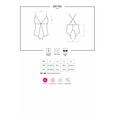 Еротичний боді Obsessive 841-TED-1 teddy L/XL