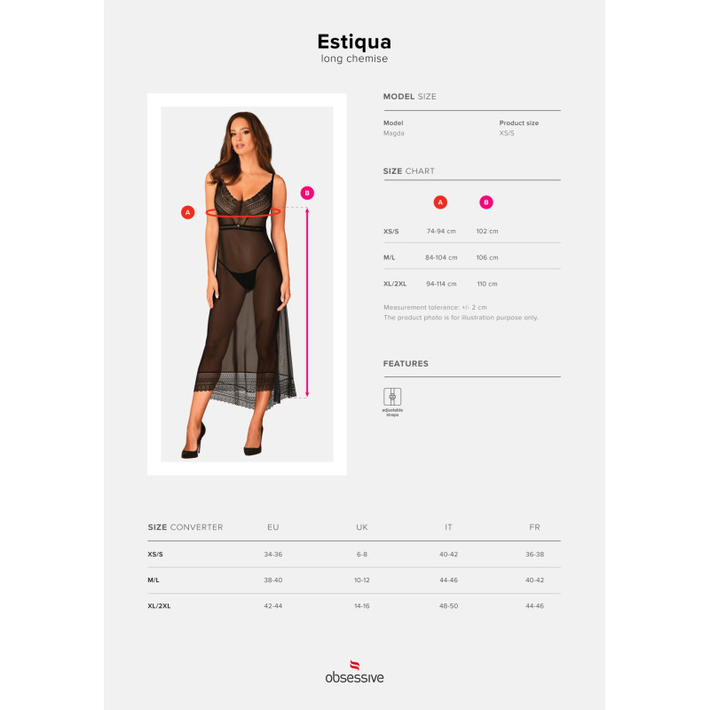 Еротична сорочка Obsessive Estiqua chemise XS/S