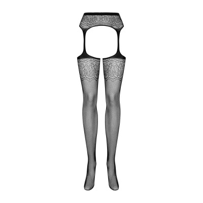 Панчохи-стокінги з доступом Obsessive S207 XL/XXL, чорні