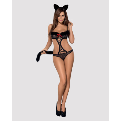 Еротичний костюм гепарду Obsessive S/M, чорний (сет із 3)