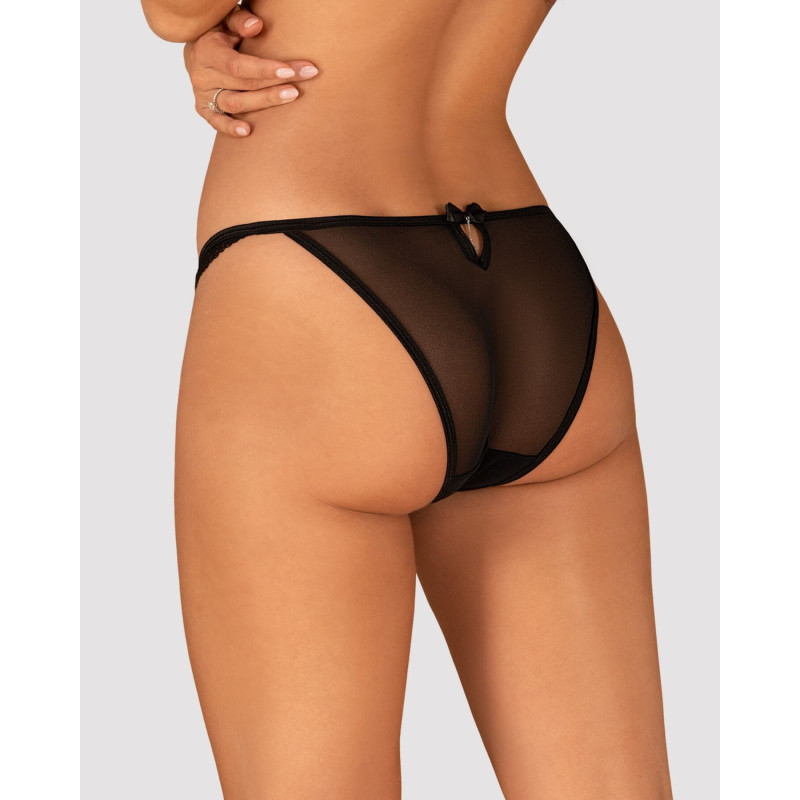 Напівпрозорі трусики із підвіскою Obsessive Ivannes panties black XXL/3XL, чорні