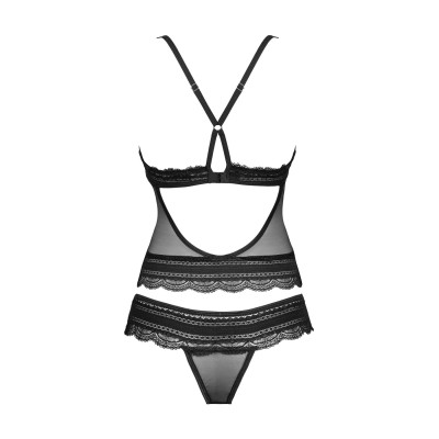 Напівпрозорий комплект білизни Obsessive Ivannes S/M (сет із 2)