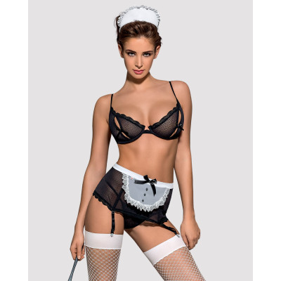 Еротичний костюм покоївки Obsessive L/XL (сет із 5)