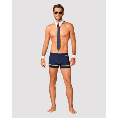 Еротичний костюм пілота Obsessive Pilotman set XXL/3XL, боксери, манжети, комір з краваткою