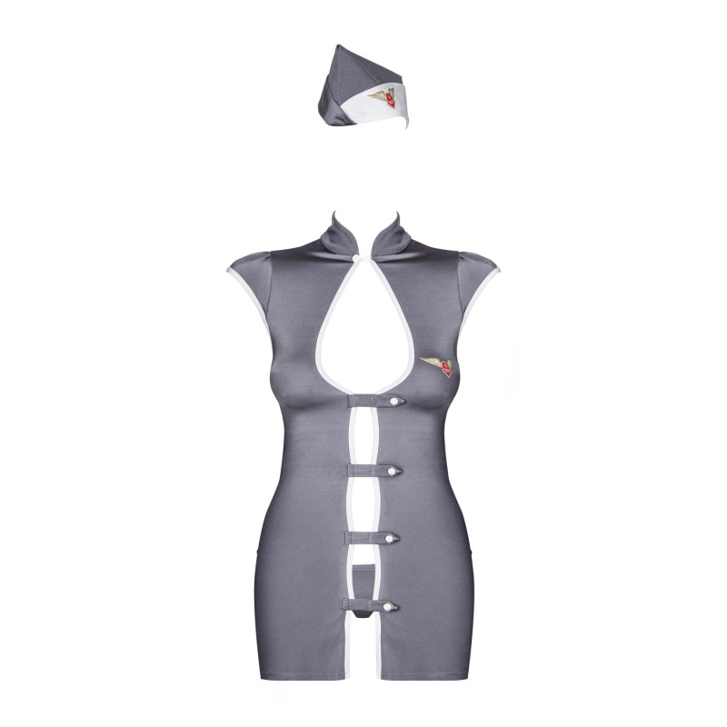 Еротичний костюм стюардеси Obsessive Stewardess 3 pcs costume grey L/XL