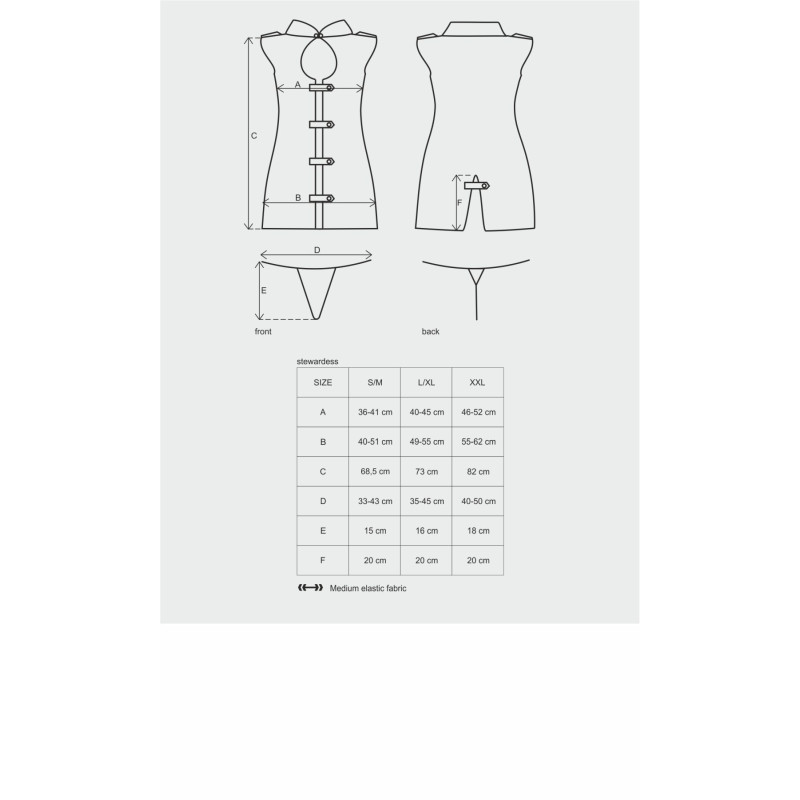 Еротичний костюм стюардеси Obsessive Stewardess 3 pcs costume grey L/XL