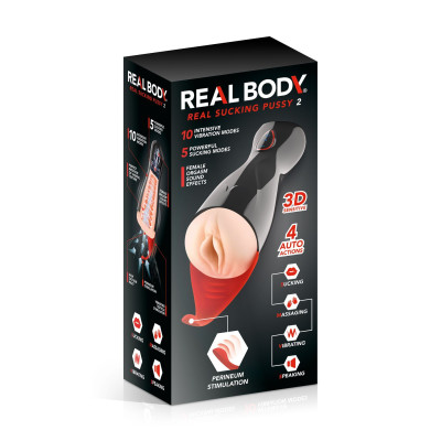 Мастурбатор-вагіна Real Body — Real Sucking Pussy 2 (м'яте паковання)