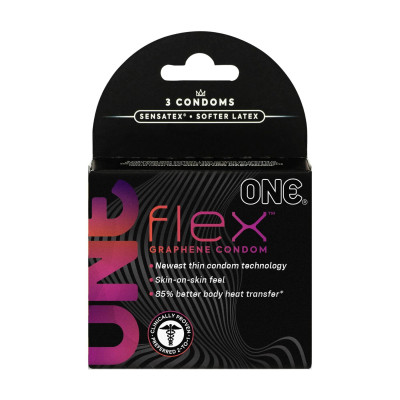 Презервативи ONE Flex Graphene Condom 3 шт, картонна коробка (м'ята упаковка)