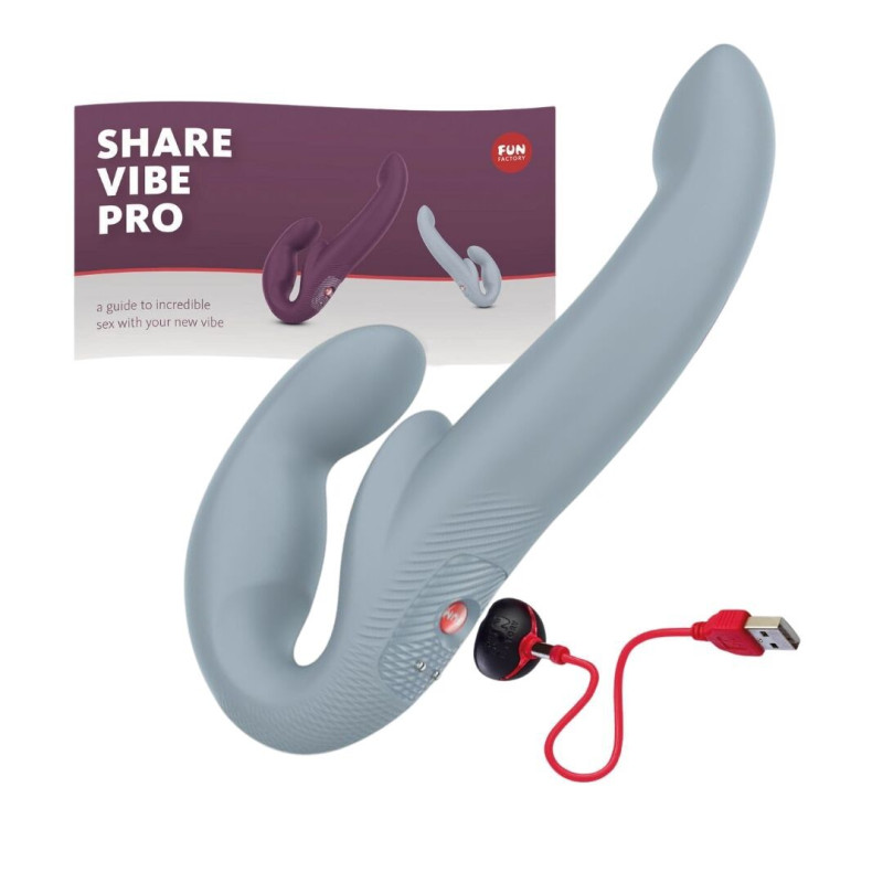 Безремневий страпон із вібрацією Fun Factory SHARE VIBE PRO cool grey, регульований