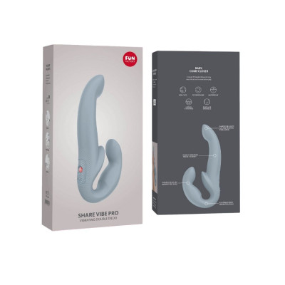 Безремневий страпон із вібрацією Fun Factory SHARE VIBE PRO cool grey, регульований