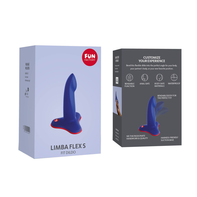Фалоімітатор Fun Factory LIMBA FLEX S, синій, гнучкий, з ефектом пам'яті, підходить для точки G