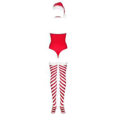 Боді Obsessive Kissmas teddy red L/XL (м'ята упаковка)