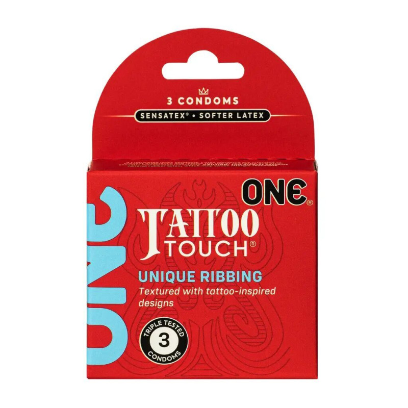 Презервативи ONE Tattoo Touch 3 шт, картонна коробка (м'ята упаковка)