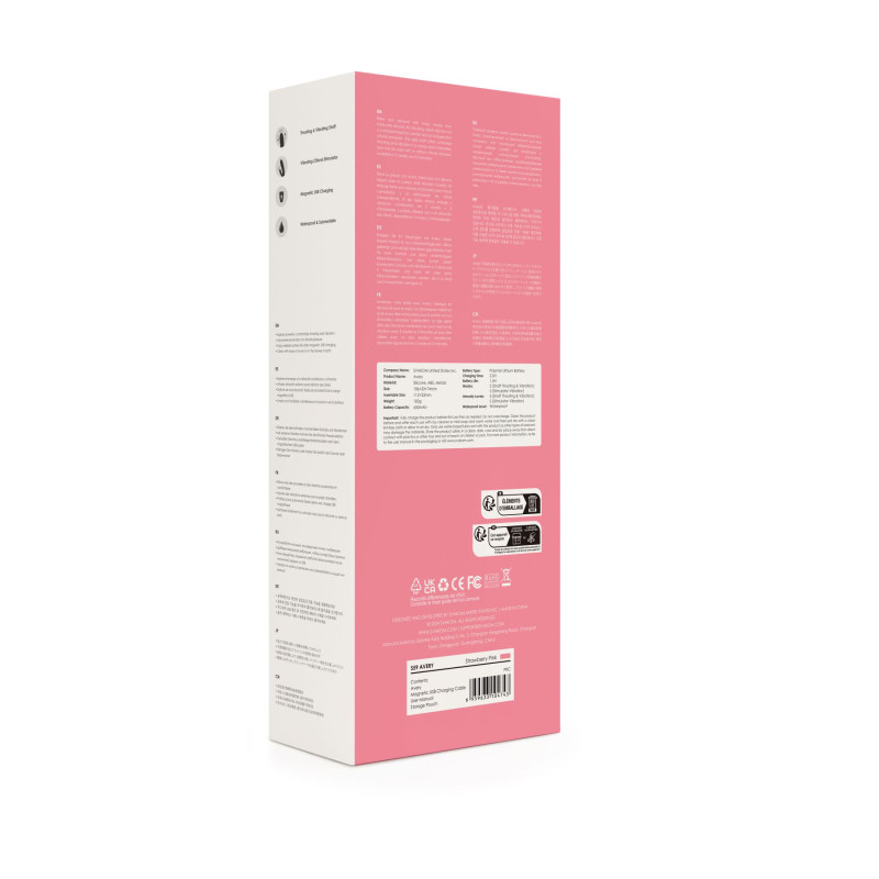 Вібратор-кролик Svakom Avery Strawberry Pink з стволом, що рухається, рух вперед-назад