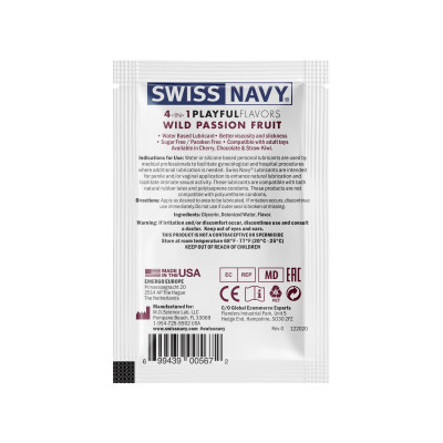 Пробник їстівного зігріваючого лубриканту Swiss Navy 4 в 1 - Wild Passion Fruit (Маракуя) 5 мл