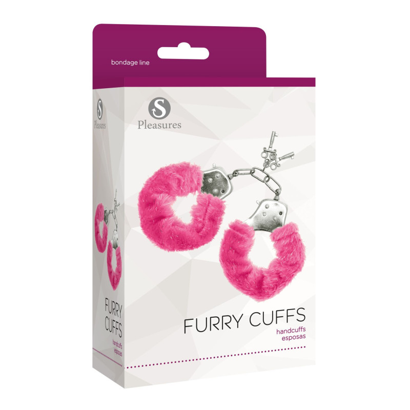 Наручники S Pleasures Furry Cuffs Pink (м'ята упаковка)
