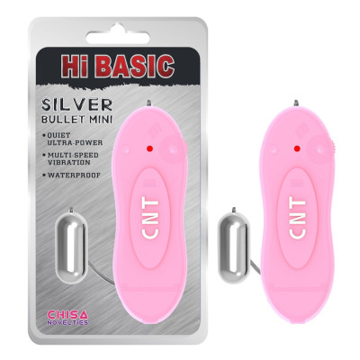 Віброкуль сріблястий Chisa Hi-Basic Bullet CNT Mini з рожевим пультом управління