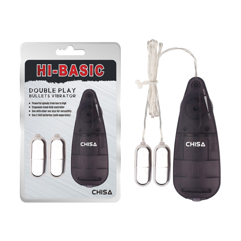 Вібропулі сріблясті Chisa Hi-Basic Double Play Bullets Vibrator з чорним пультом керування