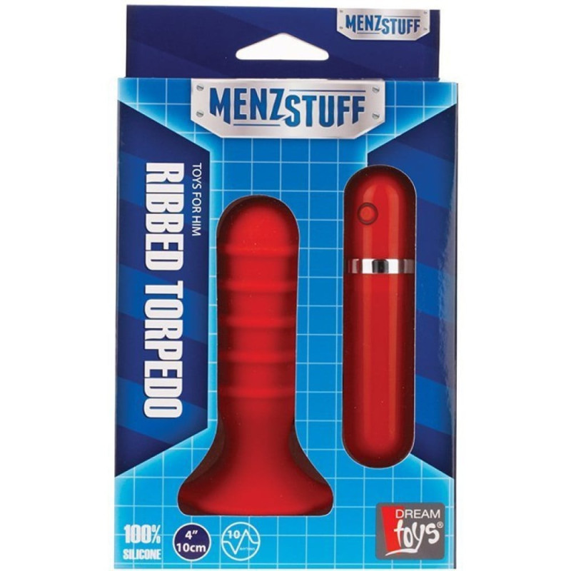 Анальна пробка з вібрацією Dream Toys Menzstuff Ribbed Torpedo, червона