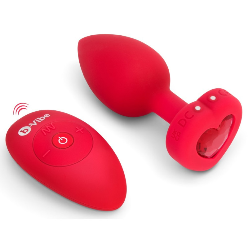 Анальна пробка з вібрацією та пультом керування B-Vibe Vibrating Heart Plug M/L Red