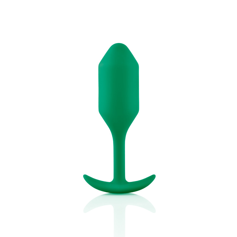 Анальна пробка із зміщеним центром ваги B-Vibe Snug Plug 2, силіконова, зелена