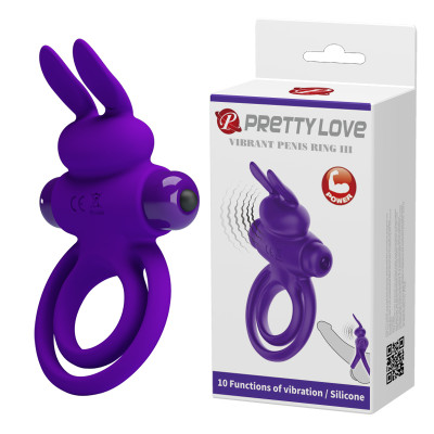 Ерекційне кільце Pretty Love Penis Ring подвійним кільцем, фіолетове