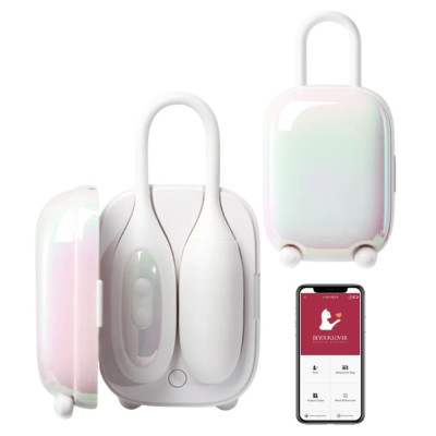 Віброяйце та вакуумний стимулятор для клітора 2-в-1 BeYourLover Magic Suitcase в зарядному кейсі, білий